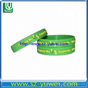 Glow-in-dark Silicone Bracelets with Embossed Logo, OEM Orders Welcome